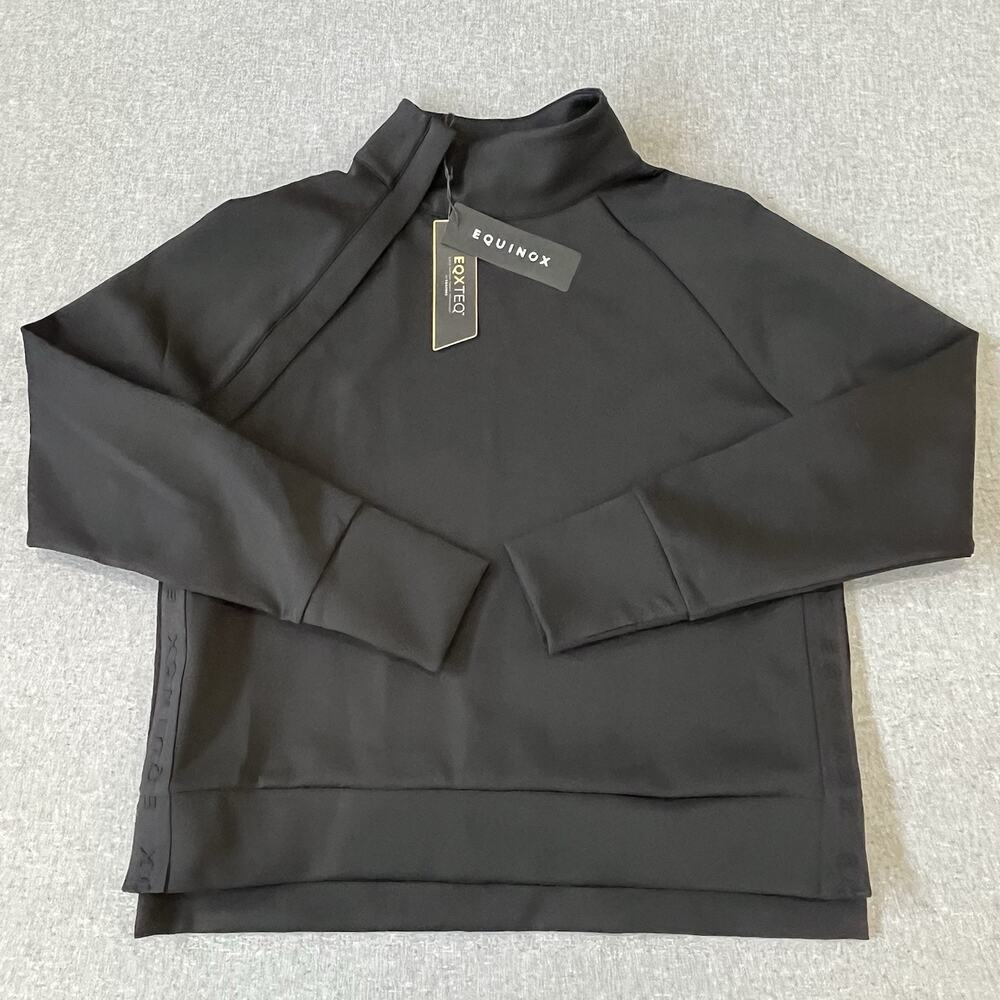 Equinox Woman’s Gym Athletic Workout Jacket Black Small Stretch Shoulder Zip